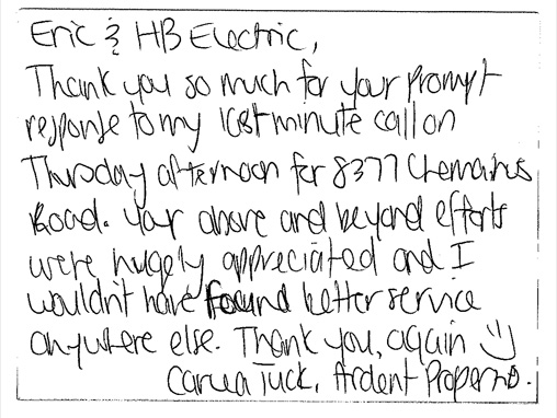 Thank you HB Electric!